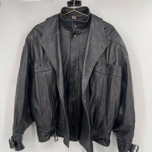 Michael Hoban North Beach Black Leather Jacket Size 38 Made in USA